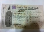 Rare Bank Of Bengal Vignetted  Stock Share Certificate One Anna Revenue 1876