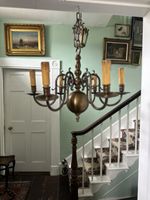 Vintage Brass Dutch Ball 6 Arm Chandelier
