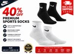 Nike Ankle Socks Men Women Lightweight Cotton Cushion Sports Socks 3-12 Pairs