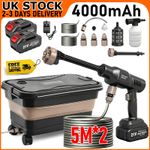 2 Battery Cordless Car Garden High Pressure Washer Jet Water Wash Cleaner Gun UK