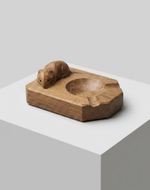 Vintage Robert ‘Mouseman’ Thompson Carved Golden Oak Ashtray. Circa 1980’s