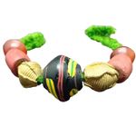 AFRICAN VENETIAN TRADE BEADS ANTIQUE KING BICONE GREENHEART LOST WAX & RESIN X7
