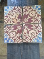 4 Antique Minton & Co Encaustic Tiles - A.W.N Pugin Gothic Revival Set c.1840s