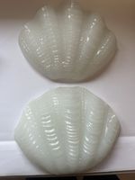 Antique 2 Art Deco Shell Wall Light Sconce Frosted 1930s Odeon