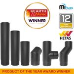 6inch Stove Flue Pipe 150mm  Vitreous Enamel Pipe & Fitting Kits Matt Black