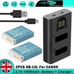 2x NB-13L Battery + Charger For Canon PowerShot SX730 HS G5X Mark II G7X G9X G1X