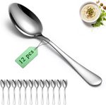 Dinner Spoons Set 12pcs, 18.7cm Soup Spoon Food Grade Stainless Steel