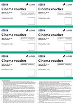 6 x Club Lloyds Odeon Cinema Tickets 2D 3D iSense - Expiry 14/6/2027 [UK Only]