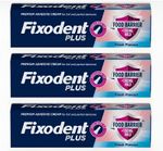 3 x Fixodent Plus Denture Adhesive Cream (Green)-Best Antibaterial T,Logy - 40g 
