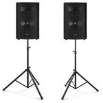 Vonyx SL12 Passive DJ Speakers Pair 1200W + Stands for Events