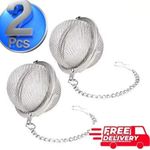 2x Stainless Steel Tea Infuser Strainer Mesh Ball Filter Loose Leaf Spice Herb