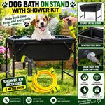 Dog Bath 90L on Foldable Stand with Drain Plug & 5m Pet Shower Hose Grooming Kit