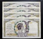 France banknotes lot of 5000 Francs,  4 pcs  1939~1942 