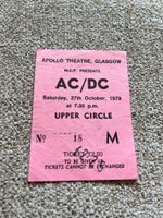 AC/DC Bon Scott ticket Glasgow Apollo 27/10/79 M18 Highway to Hell tour