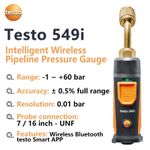 Testo 549i High-pressure Gauge 45 Degree Connector 0560 2549 03 Wireless Probe