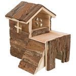 Trixie 2 Storey Bjork House Hamster Guinea Pig Hide House with Ramp Natural Wood