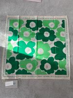 Marimekko Unikko Green Floral Square Scarf Organic Cotton Finland 55x55
