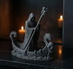 Death Arrived Gothic Boat Statue Sculpture - Haunting Halloween Display Piece