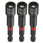 3pcs Nut Driver Drill Bits 8mm Socket 1/4" Hex Shank 3" Magnetic Setter