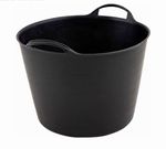 Black Plastic Flexible 42L Trug Tub Bucket with Carry Handles, Multi-Purpose