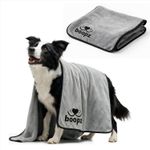 Large Dog Towel 140x70cm, 600GSM Ultra Absorbent Coral Fleece Pet Towel, Quick D