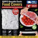 100PCS Reusable Elastic Food Covers Stretch Bowl Plate Fresh Keeping Covers