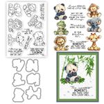 Jungle Animals Friendship Warms The Heart Metal Cutting Dies And Clear Stamps