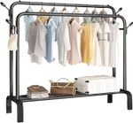 Heavy Duty Clothes Rail - STRONG Black Metal Rack with Double Hanging Rods,