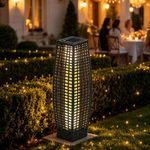 Solar Rattan Garden Lantern LED Light Grey Wicker Outdoor Path Lamp IP44 Patio