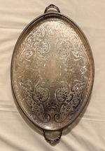 Large Arthur Price Silver Plated Oval Serving Butler Tray Gallery Border 53cm