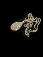 Antique Victorian  Silver Perfume Bottle Chatelaine necklace chain 