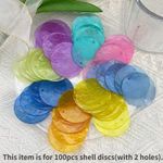 100pcs Round Natural Sea Shell Discs DIY Craft with 2 Holes Multicolour 5cm