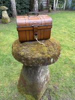 Small Victorian Child`s Toleware Painted Tin Trunk + Secure Brass Lock 12" x 8"