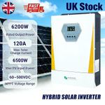 6200W 6.2KW 48V Hybrid Solar Inverter Off Grid MPPT 120A 500V 230V Pure Sine Wav