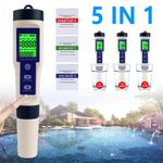 5In1 Digital Water Quality Tester Pen EC PH TDS Salinity Temp Meter Detector New
