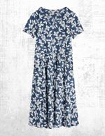 Womens Seasalt Fit-and-Flare Cotton Jersey Midi Dress Blue Paper Floral