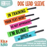 Personalised Dog Lead Sleeve Flo Hi Vis Warning Custom Leash Slip Handmade in UK