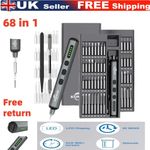 68 in 1 Electric Screwdriver Set - Cordless with 64 S2 Bits & LED Light UK