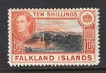 M24001 Falkland Islands 1938 SG162 KGVI: 10/- black & orange brown. LMM Cat £200