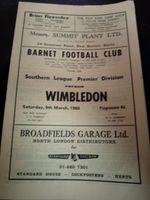 Barnet v Wimbledon     Southern League Premier Division    9/3/1968.
