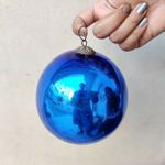 Antique Kugel 5" Cobalt Blue Glass Ball Christmas Ornament Germany Original 12