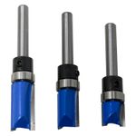 3Pc Flush Trim Router Bit Set 1/4" Shank For Bosch, Makita & Dewalt