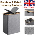 145L Large Laundry Basket Bin Bag Foldable Hamper 2 Compartment Double Sided Lid