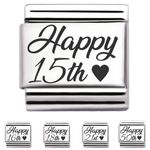 Happy BIRTHDAY charm number for italian stretch link modular bracelet 9mm gift