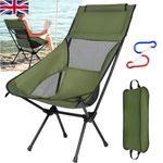 Lightweight Folding High Back Camping Chair with Head Support, Stable Portable