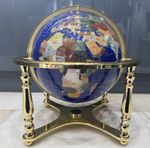 Lapis Lazuli Semi-Precious Gemstone Globe Gold Stand Extra Large 20” Vintage