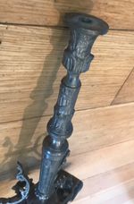 Vintage Silver/brass  Baroque Orange Candlesticks base,3 footed (Cage 16)