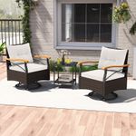 3 PCS Outdoor Swivel Chair Set Patio Garden Wicker Bistro Furniture Set
