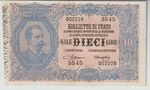 Italy 10 Lire Banknote 1888 Extra Fine Grade-40 P#20-A "Semi Scarce" & Vintage
