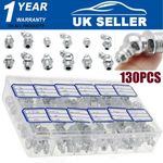 130PCS Assorted Box of Grease Nipples (Metric & Imperial) Popular M6 M8 M10 1/8